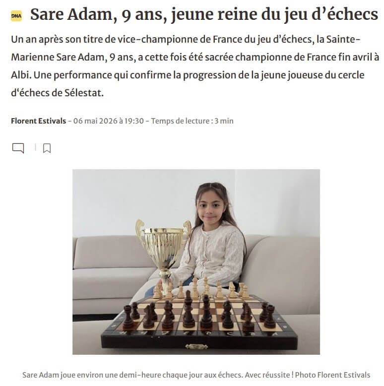 Sare Adam, Championne de France U10F